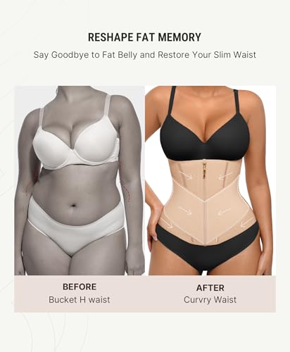 FeelinGirl Waist Trainer for Women Belly Fat Tummy Control Waist Cincher Corset Shapewear Body Shaper Sport Workout Girdle Skin M - Image 3