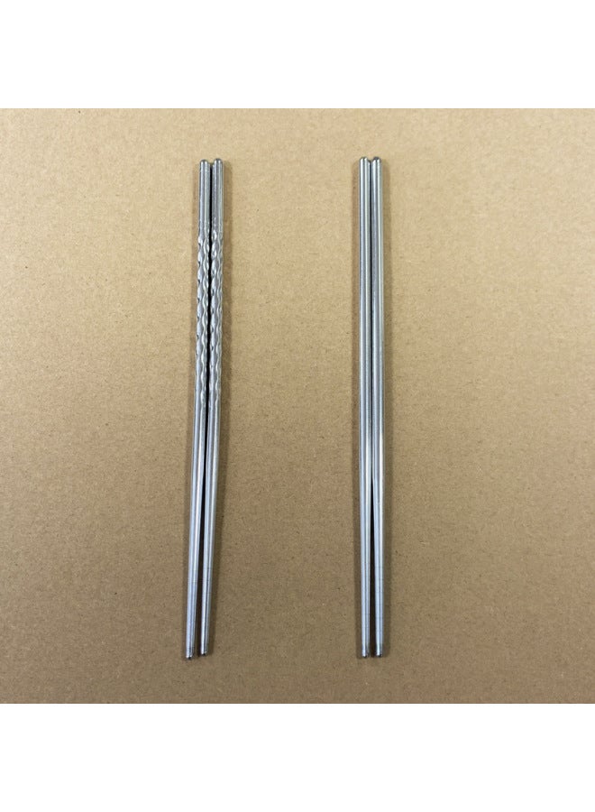 Factory Wholesale Stainless Steel Chopsticks Hollow Anti-scalding Non-slip Chopsticks Fast Food Restaurant Home Canteen Supply Threaded Chopsticks-Color:Db041 Light Body Round Chopsticks --5 Pairs Of Card Packs  - Image 3