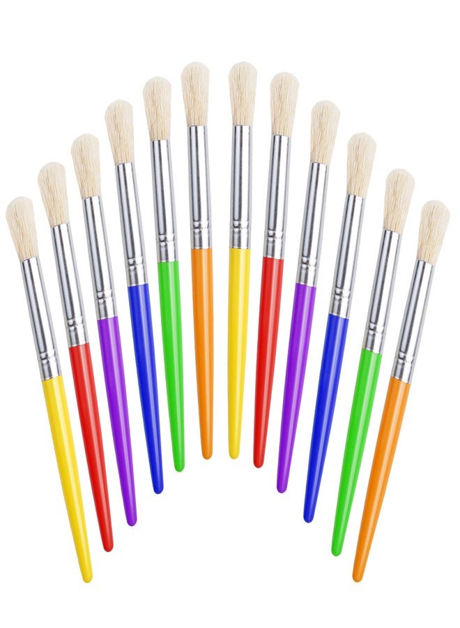 Joyooss Paint Brushes for Kids, 12 Pcs Round Large Toddler Paint Brushes Set, Easy to Clean & Grip Washable No Shed Hog Bristle Paintbrushes Kids Paint Brushes for Watercolor, Acrylic, Gouache, Ink - Image 1