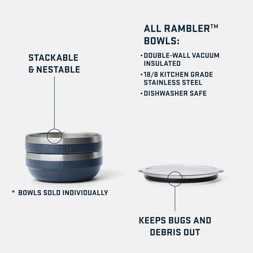 YETI Rambler Low Bowls Vacuum Insulated Stackable and Nestable Stainless Steel Bowl with Lid 07 Quart Ridgeline - Image 3