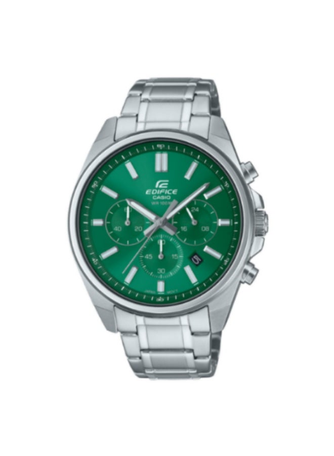 Casio Edifice EFV-650D-3AVUDF Analog Chronograph Watch with Royal Green Sunburst Dial, Stainless Steel