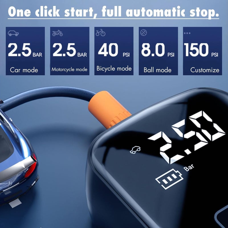 ULHYC Air Compressor Inflator Pump Portable Car Digital Display Vehicles Inflatable Pump Tire Inflator with Led light for Cars Bicycles Ball Motorcycles - Image 2