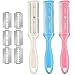 Maitys مجموعة قص الشعر مشط حلاقة شفرات مزدوجة مشط تخفيف ومقصات باللون الأبيض والوردي والأزرق - Image 1
