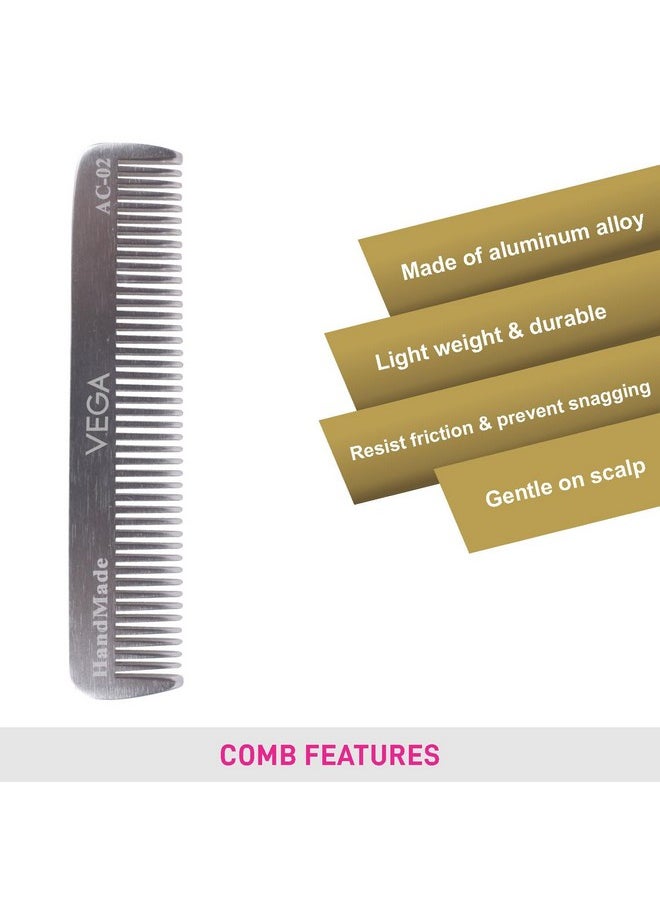 Vega Pocket Hair Comb (India'S No.1* Hair Comb Brand) For Men And Womensilver Pack Of 2 (Vc2Ac-02)  - Image 4