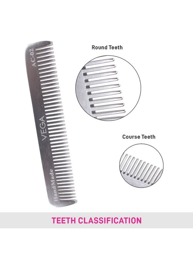 Vega Pocket Hair Comb (India'S No.1* Hair Comb Brand) For Men And Womensilver Pack Of 2 (Vc2Ac-02)  - Image 5