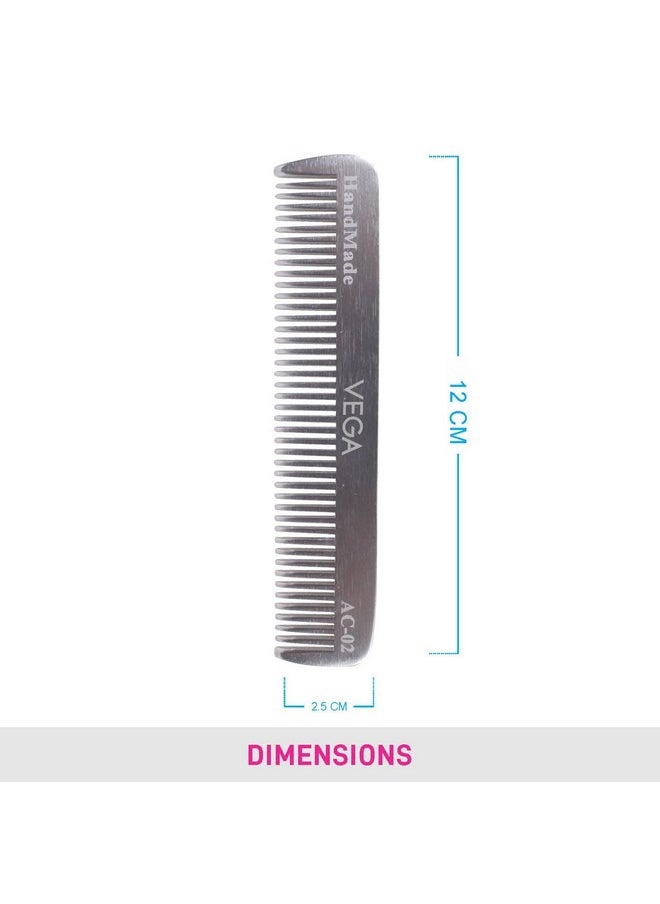 Vega Pocket Hair Comb (India'S No.1* Hair Comb Brand) For Men And Womensilver Pack Of 2 (Vc2Ac-02)  - Image 3
