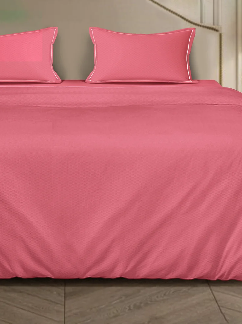 MULBERRY LIVING 100% Cotton 4 pc set -Micro checks- fitted bedsheet 180x200x30cms duvet cover 260x240 cms pillowcover 50x75 cms - Deco Rose
