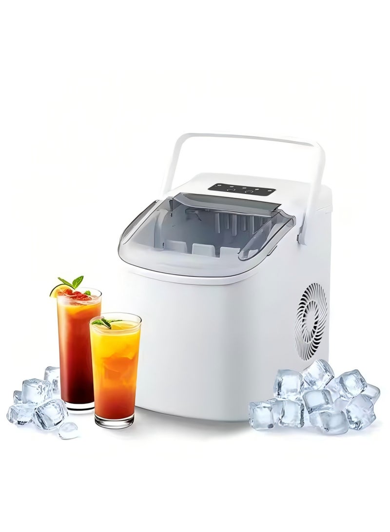 روك بو آلة صنع الثلج المحمولة مع وظيفة التنظيف الذاتي، مزودة بمقبض ومغرفة وسلة، تنتج 9 مكعبات ثلج في 6 دقائق، 12 كجم/24 ساعة، مثالية للاستخدام في المنزل والمطبخ والمكتب والحفلات. - Image 1
