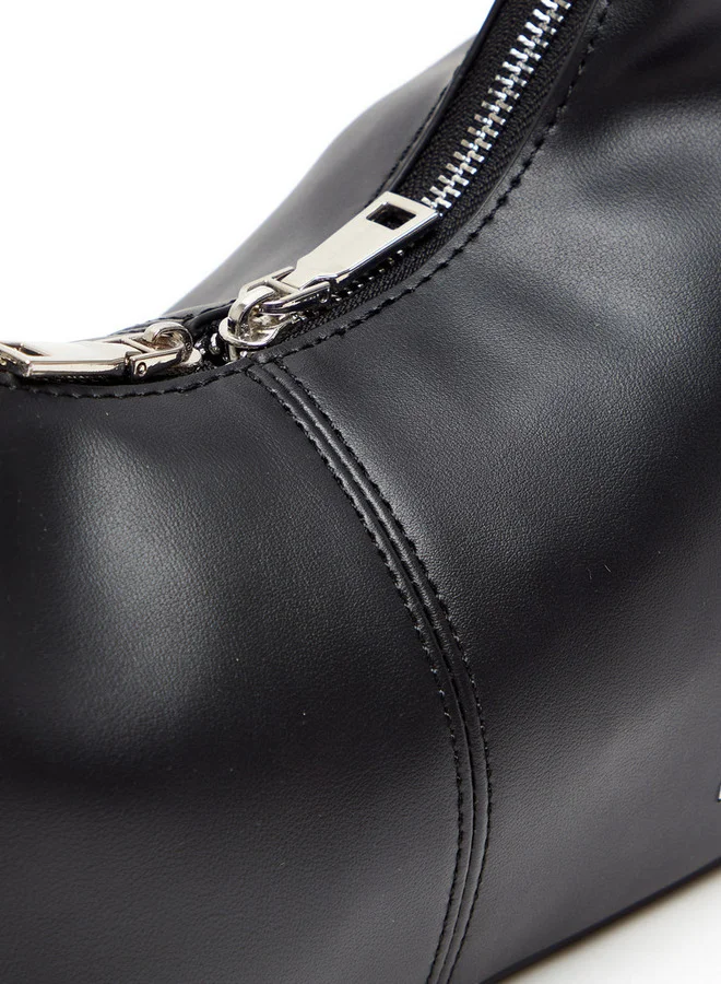 HAADANA Solid Hobo Bag with Detachable Strap and Zip Closure