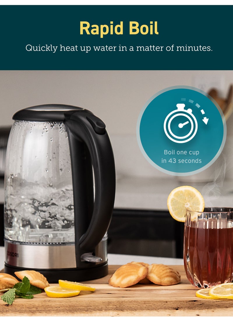 COSORI - COSORI GK151-CO Electric Glass Kettle 1.5L with Blue LED, 3000W for Fast and Quiet Boil, Food Grade 304 Stainless Steel, Boil-Dry Protection, BPA Free - Image 1