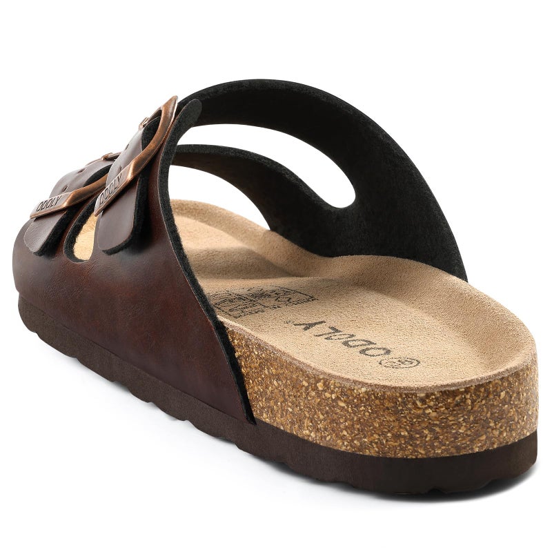 ODOLY Unisex Cork Footbed Slide Sandal, Arch Support Summer Outdoor Sandals with Adjustable Buckle for Women and Men,Brown Oily 39(8-8.5 Women/6.5-7 Men) - Image 4