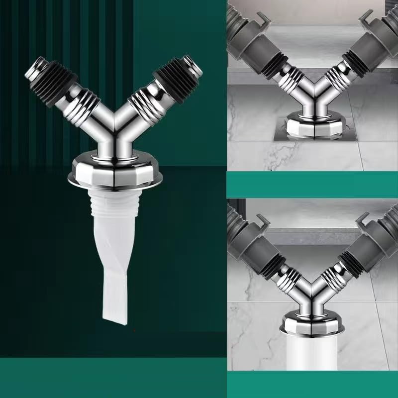 Rasdion Bathroom Floor Drain Connector Assembly Drainer for Washing Machine Outlet Pipe Connector YModel with Coupling - Image 2