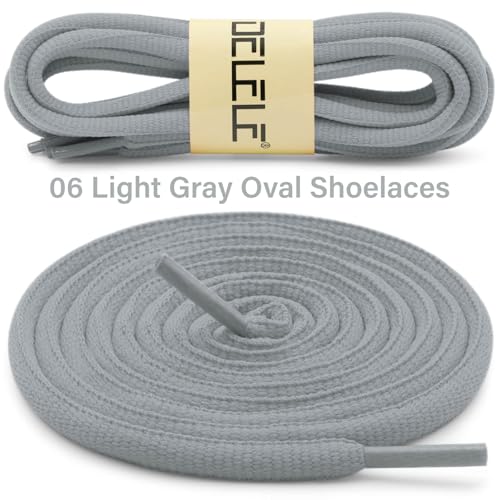 DELELE Oval Athletic Shoelaces Half Round Shoe Laces Light Gray 2 Pair 47.24" - Image 2