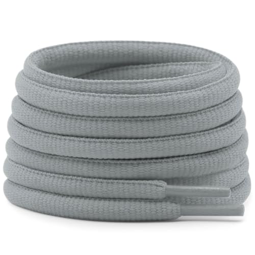 DELELE Oval Athletic Shoelaces Half Round Shoe Laces Light Gray 2 Pair 47.24" - Image 1