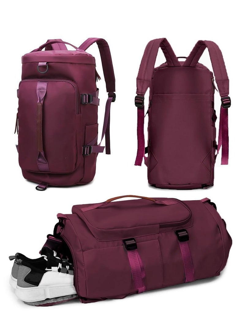 TRASSLE Large Capacity Sports Gym Bag,3-in-1 Sports Bag with Shoes Compartment & Wet Pocket, Waterproof Shoulder Weekender Bag for Women and Men Swim Sports Travel Duffel Bag (Purple)  - Image 1