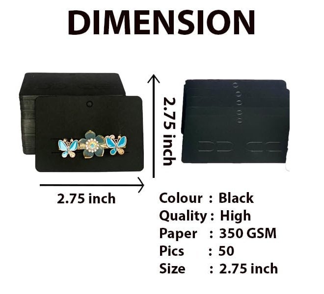 Zenomia Earrings Packaging Card, Decorative Handmade Jewelry Packaging Material, Jewelry Display Tag Hair Accessories Display Cards,3.75 x 2.6 inch, 350 GSM Black Paper, Pack of 50 - Image 2