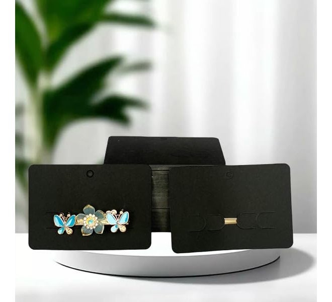 Zenomia Earrings Packaging Card, Decorative Handmade Jewelry Packaging Material, Jewelry Display Tag Hair Accessories Display Cards,3.75 x 2.6 inch, 350 GSM Black Paper, Pack of 50 - Image 3