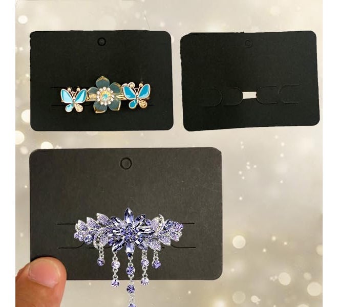 Zenomia Earrings Packaging Card, Decorative Handmade Jewelry Packaging Material, Jewelry Display Tag Hair Accessories Display Cards,3.75 x 2.6 inch, 350 GSM Black Paper, Pack of 50 - Image 5
