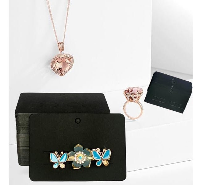 Zenomia Earrings Packaging Card, Decorative Handmade Jewelry Packaging Material, Jewelry Display Tag Hair Accessories Display Cards,3.75 x 2.6 inch, 350 GSM Black Paper, Pack of 50 - Image 4