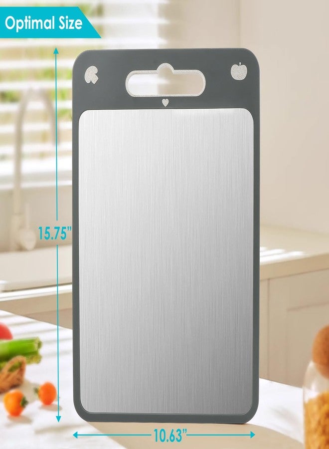 KAYCROWN Cutting Board Double Sided, Cutting Board for Kitchen, 16"x11", 304 Stainless Steel and Wheat Straw PP, Chopping Board with Non-Slip Edges, Butcher Block for Kitchen, Large Size - Image 5