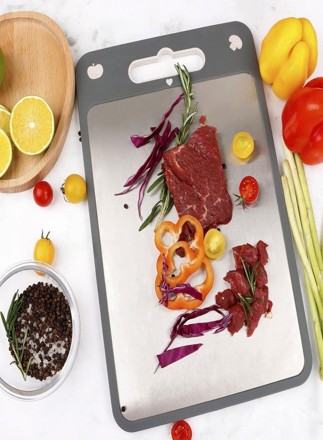 KAYCROWN Cutting Board Double Sided, Cutting Board for Kitchen, 16"x11", 304 Stainless Steel and Wheat Straw PP, Chopping Board with Non-Slip Edges, Butcher Block for Kitchen, Large Size - Image 3