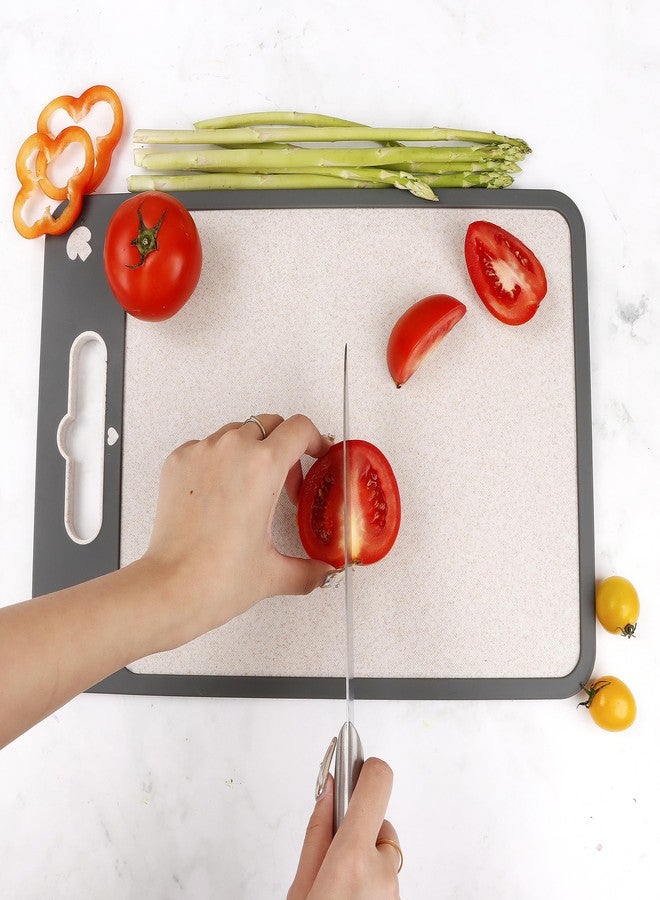 KAYCROWN Cutting Board Double Sided, Cutting Board for Kitchen, 16"x11", 304 Stainless Steel and Wheat Straw PP, Chopping Board with Non-Slip Edges, Butcher Block for Kitchen, Large Size - Image 4