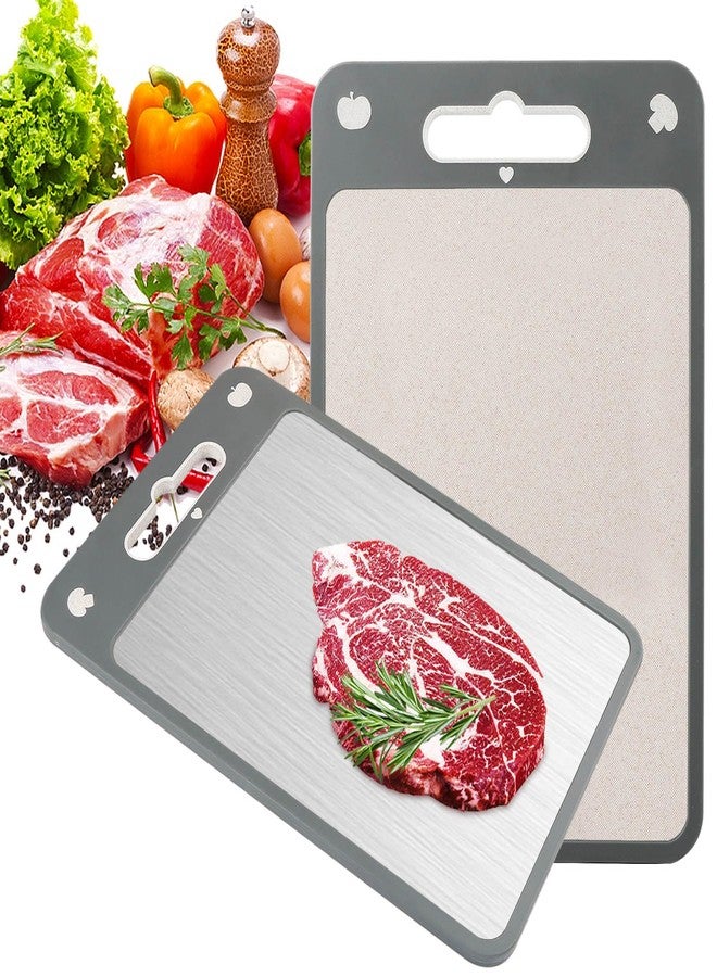 KAYCROWN Cutting Board Double Sided, Cutting Board for Kitchen, 16"x11", 304 Stainless Steel and Wheat Straw PP, Chopping Board with Non-Slip Edges, Butcher Block for Kitchen, Large Size - Image 1