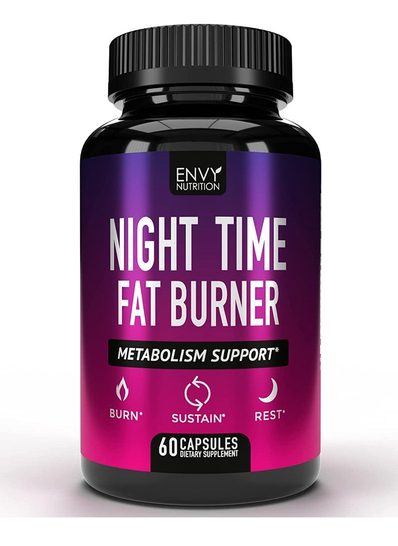 Envy Nutrition - Night Time Fat Burner - Metabolism Support, Appetite Suppressant and Weight Loss Diet Pills for Men and Women - 60 Capsules - Image 1
