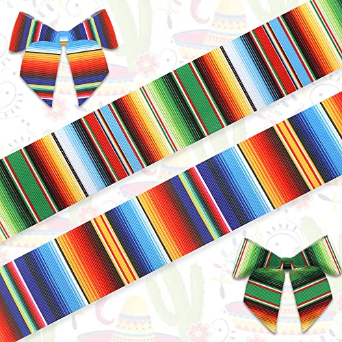 Heureppy 2 Pieces 15 Wide Mexican Fiesta Ribbons Colorful Grosgrain Cinco de Mayo Serape Ribbons 5 Yards Cinco de Mayo Ribbon for Mexican Fiesta Decor Party Favor Birthday Gift Wrapping DIY Supplies - Image 1