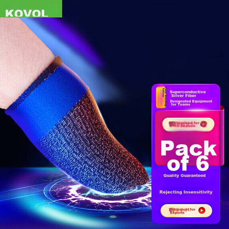 KOVOL Gaming Finger Sleeves ، مقاومة للعرق ، للهواتف المحمولة والأجهزة اللوحية ، قفازات E-Sports الاحترافية ، شاشة تعمل باللمس متوافقة ، لشرف الملوك ، PUBG ، Delta Force ، وغيرها من الألعاب المحمولة - Image 1