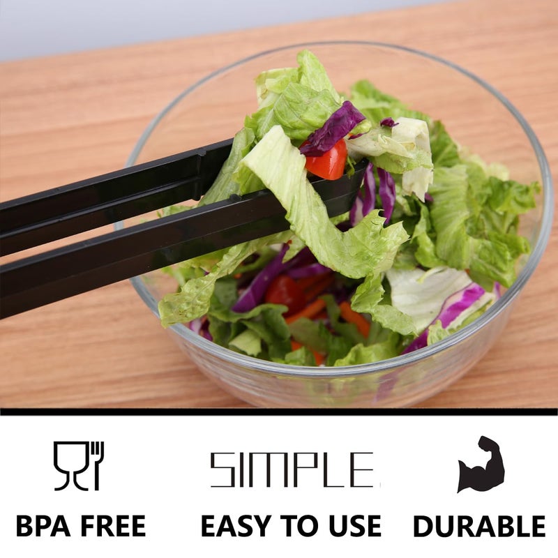 ICHROSAYA Plastic Serving Tongs 24 Pack, 9 Inch Black Disposable Kitchen Utensils, Food Safe Salad Tongs for Buffets BBQ (24, Black) - Image 5