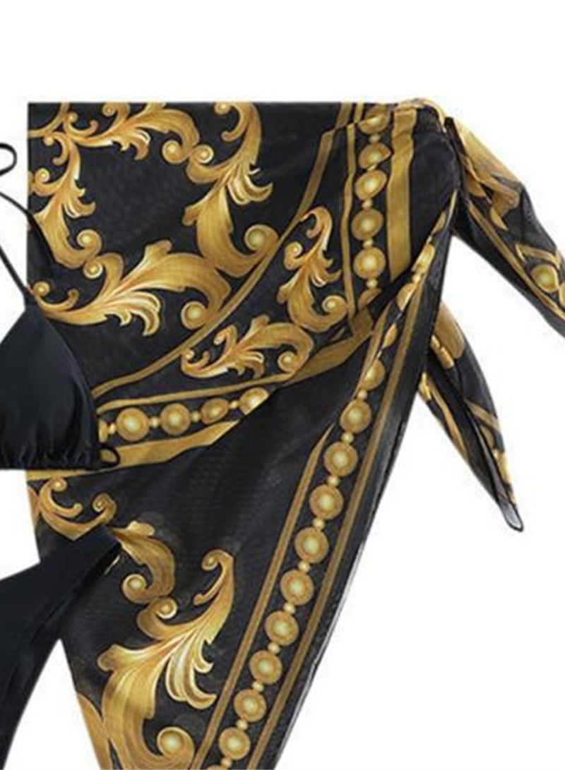 4pcs new swimsuit mesh cover-up skirt printed bikini swimsuit set  - Image 4