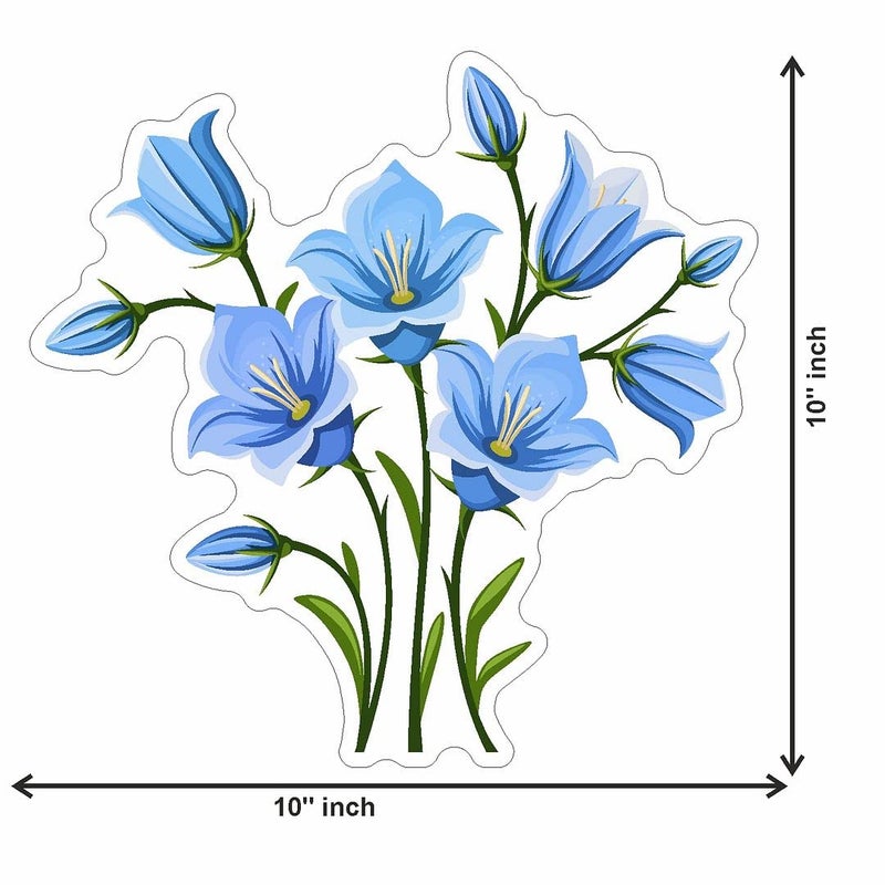 CVANU CVANU Blue Flowers and Green Leaf Design Toilet Seat Stickers Decals SelfAdhesive Removable PVC Vinly 10x10 inch Pack of 2 - Image 3