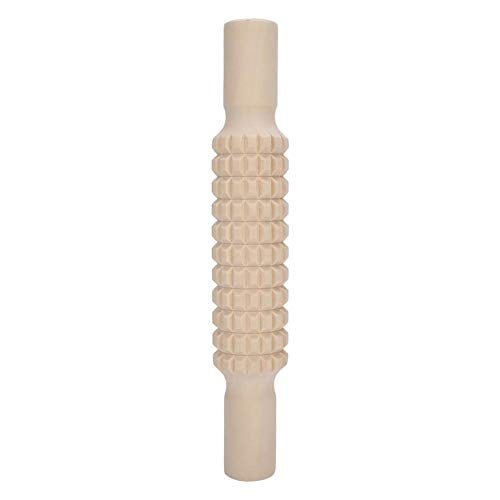 TOPINCN Clay Roller Wooden Solid Clay Rolling Pin Pottery Modeling Tools Dough Roller Baking Pastry Cake Pizza Roller (Lattice Type) - Image 1