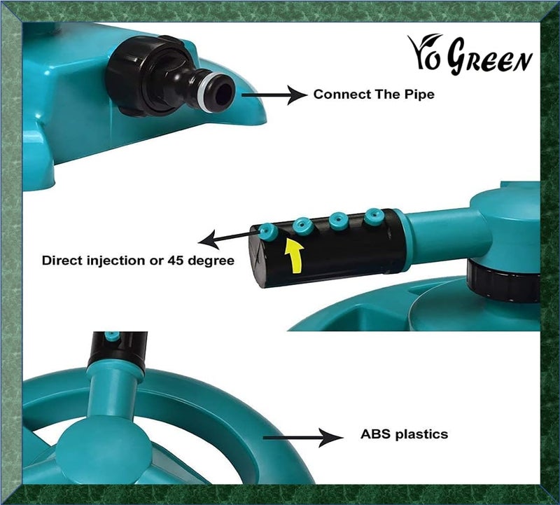 Yo Green 360° Sprinkler for Watering Irrigation, fit 1/2" Hose Pipe High Pressure Water Nozzle Adjustable Cover Large Area Irrigation and Kids Playing, Irrigation System Watering Plants - Black Olive - Image 3