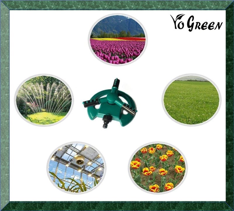 Yo Green 360° Sprinkler for Watering Irrigation, fit 1/2" Hose Pipe High Pressure Water Nozzle Adjustable Cover Large Area Irrigation and Kids Playing, Irrigation System Watering Plants - Black Olive - Image 4