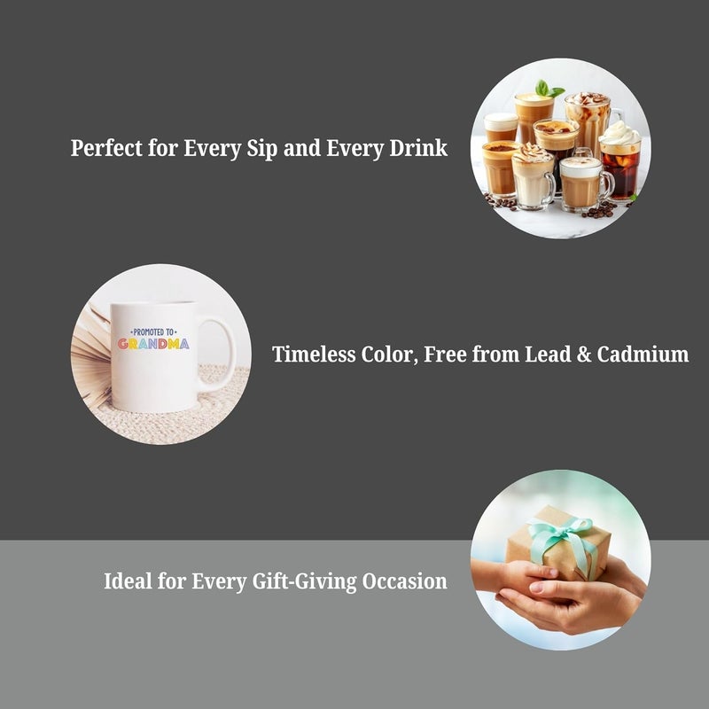 KNITROOT Ceramic Coffee Mug Microwave Safe Promoted to Grandma Print Premium Ceramic Mug Tea Mug Milk Mug Cup for Gift Best Return Gift Best Gift White Mug 250ml85oz - Image 5