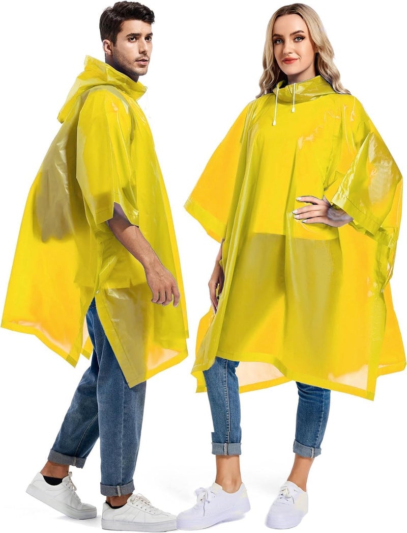 HACER EVA Raincoat Transparent Hooded Water Resistant Poncho Rain Jacket with Sleeves for Women Men Camping Rainy Season Travel (Color-Yellow) - Image 4