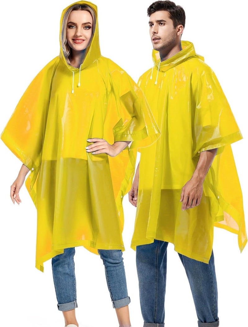 HACER EVA Raincoat Transparent Hooded Water Resistant Poncho Rain Jacket with Sleeves for Women Men Camping Rainy Season Travel (Color-Yellow) - Image 1