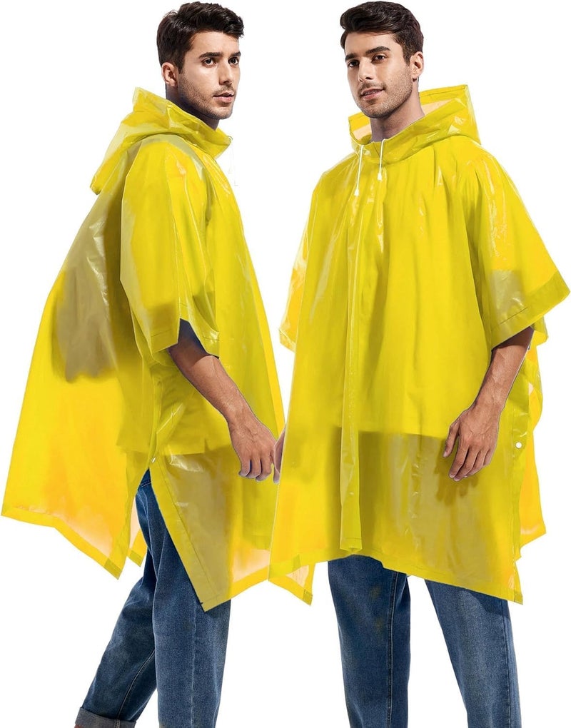 HACER EVA Raincoat Transparent Hooded Water Resistant Poncho Rain Jacket with Sleeves for Women Men Camping Rainy Season Travel (Color-Yellow) - Image 5