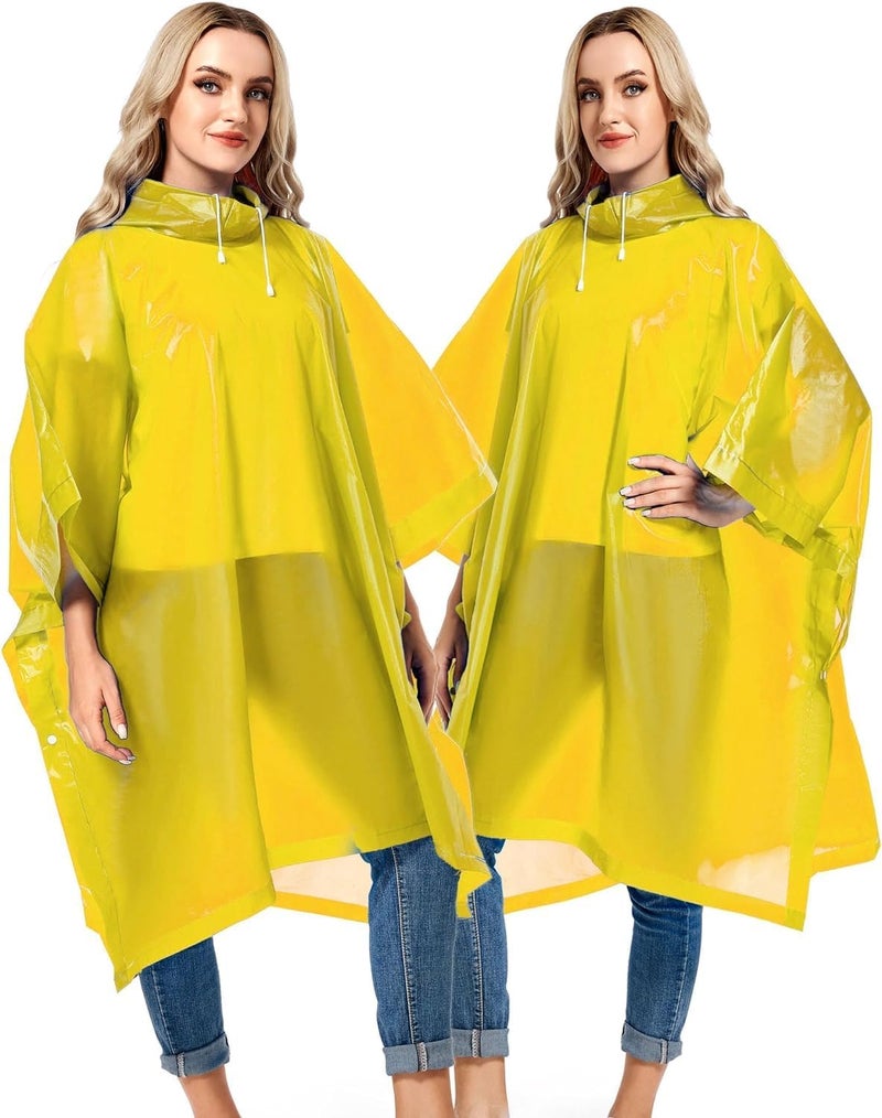 HACER EVA Raincoat Transparent Hooded Water Resistant Poncho Rain Jacket with Sleeves for Women Men Camping Rainy Season Travel (Color-Yellow) - Image 3
