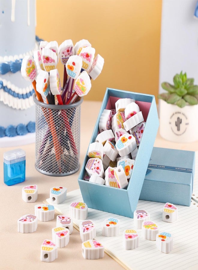 Feifeiya 120 Pcs Cupcake Pencil Erasers Classroom Birthday Gifts for Students Mini Cake Erasers Bulk for Kids Birthday Pencil Topper for Back to School Exchange Gifts Rewards Goodie Bag Stuffers - Image 4