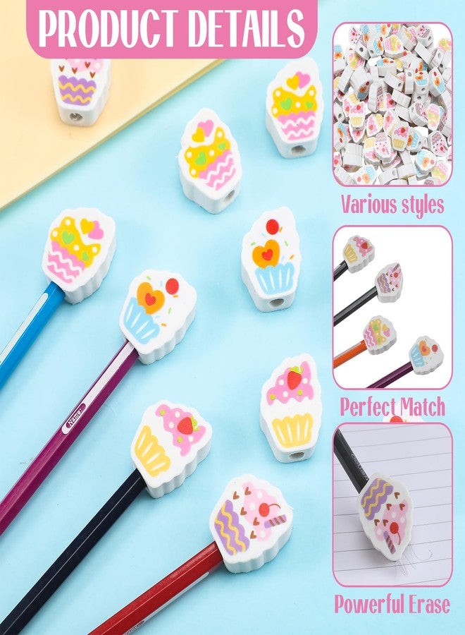 Feifeiya 120 Pcs Cupcake Pencil Erasers Classroom Birthday Gifts for Students Mini Cake Erasers Bulk for Kids Birthday Pencil Topper for Back to School Exchange Gifts Rewards Goodie Bag Stuffers - Image 3