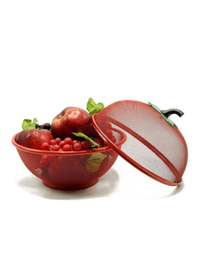 Apple Shape Fruit and Vegetable Basket with Net Cover for Kitchen Storage – Multi-Layer Fruit Basket Stand with Fly-Proof Mesh Cover  - Image 4