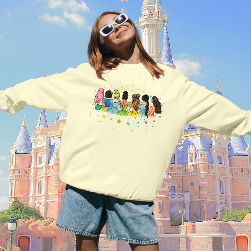 UNIQUEONE Magical Princess Sweatshirt for Women: Cute Magic Kingdom Princess Sweater Family Vacation Trip Pullover Tops Apricot - Image 5