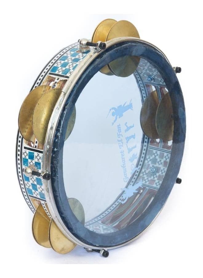Colorful wooden riq tambourine with metal jingles & plastic head - multicolour - Image 1