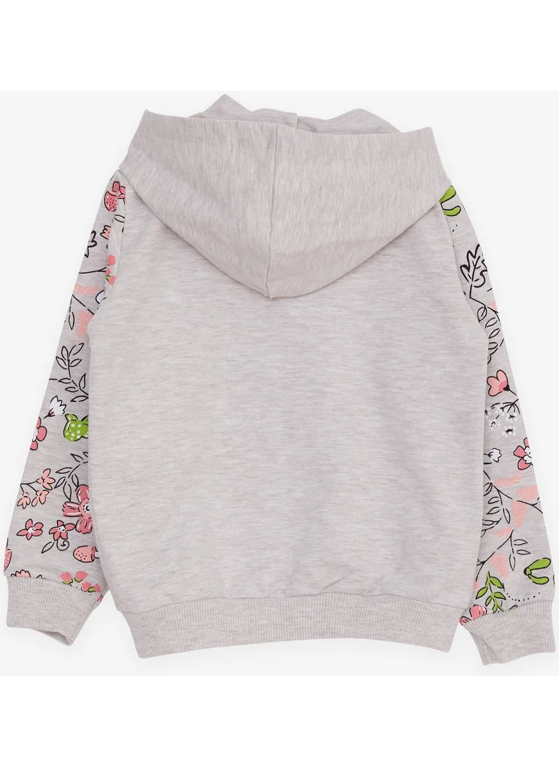 Breeze Girl Cardigan Floral Printed 1-4 Years, Beige Melange
