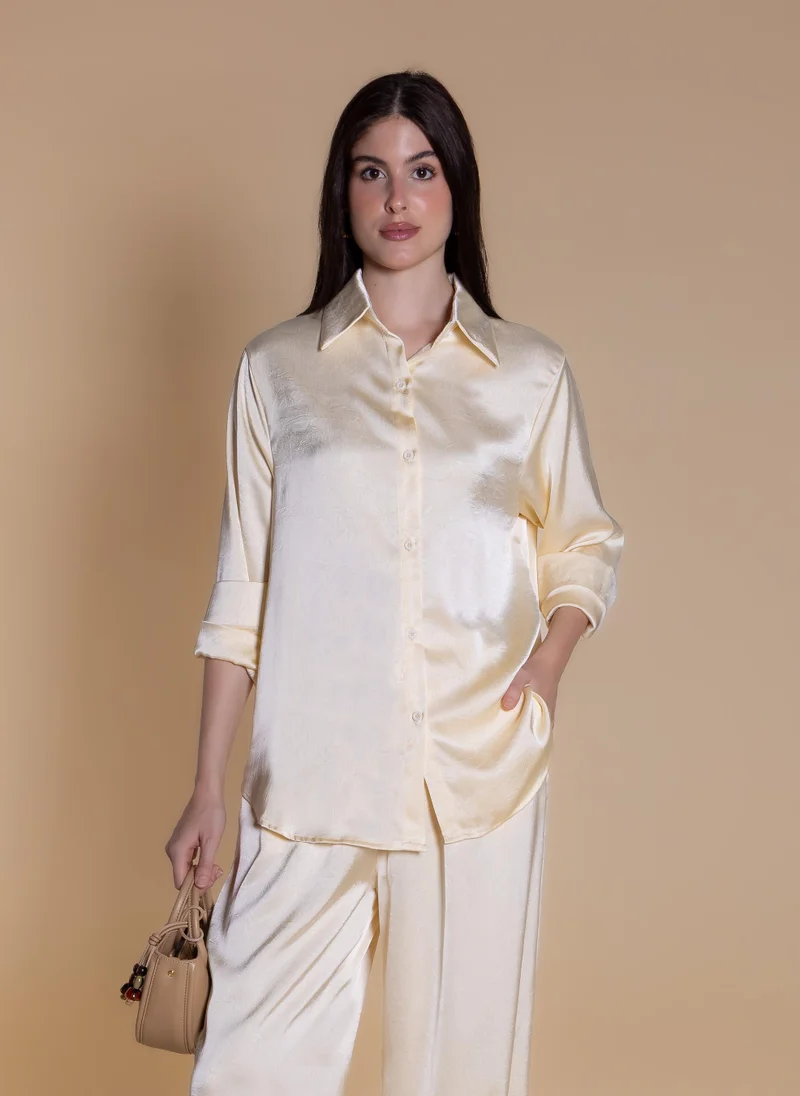 شايبس TEXTURED SATIN SHIRT SET