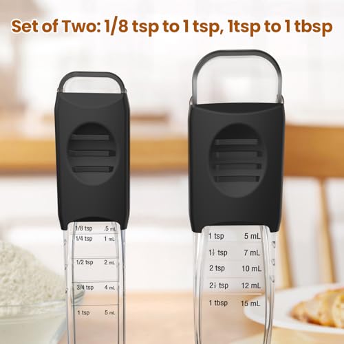 ReneeChef Professional Adjustable Measuring Spoons Set of 2#2258, Fits in Spice Jars, Teaspoon Measuring Spoons 9 in 1 for Dry and Liquid, BPA- free & Dishwasher Safe - Image 2