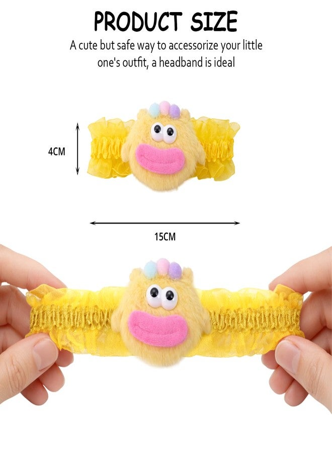 SYGA Pack of 3 Baby Headbands for Girls 0-3 Years | Soft Stretchable Lace Hairbands with Flower, Cartoon & Rose Design | Infant & Toddler Hair Accessories for Photoshoot(STYLE-03) - Image 4